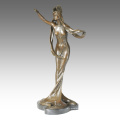 Tänzerfigur Statue Langhaar Lady Bronze Skulptur TPE-066